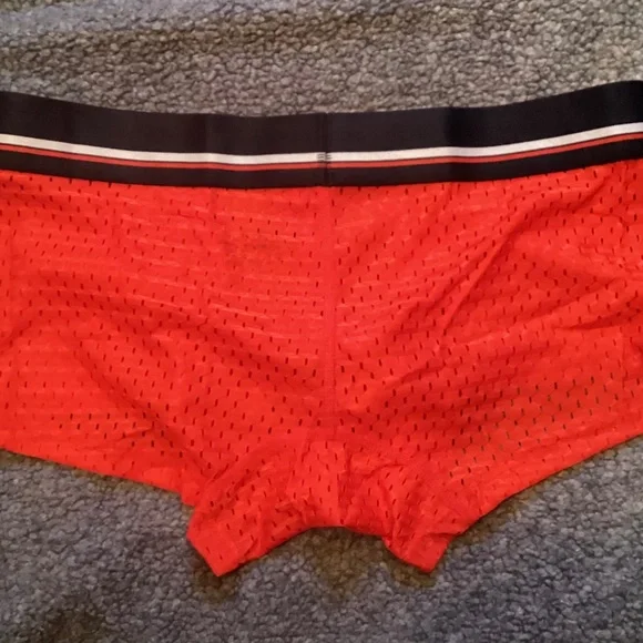 Trunks, red with navy blue waist band fits like medium. - Picture 5 of 5